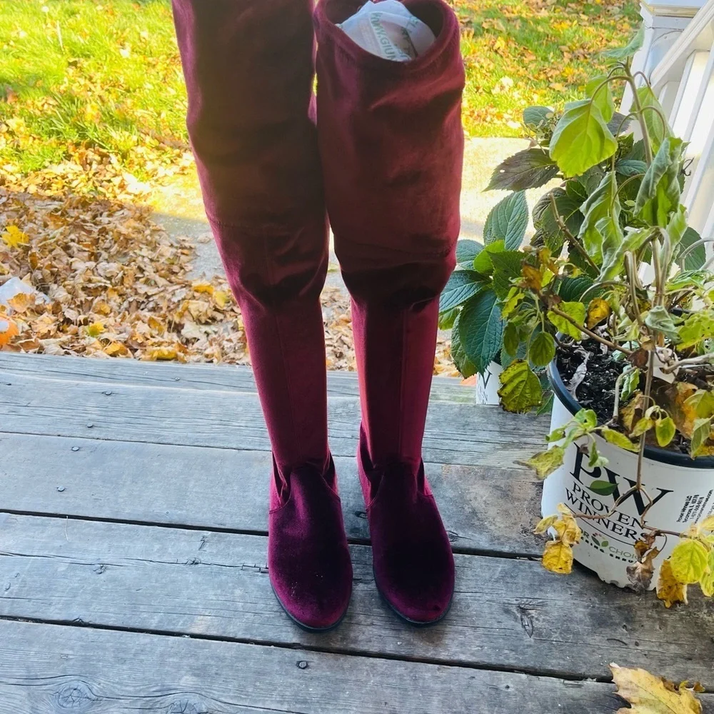 UniSA velvet knee high boots for women